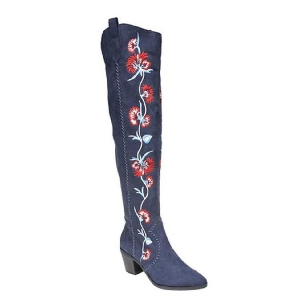 Carlos Santana Alexia Navy Embroidered Boots